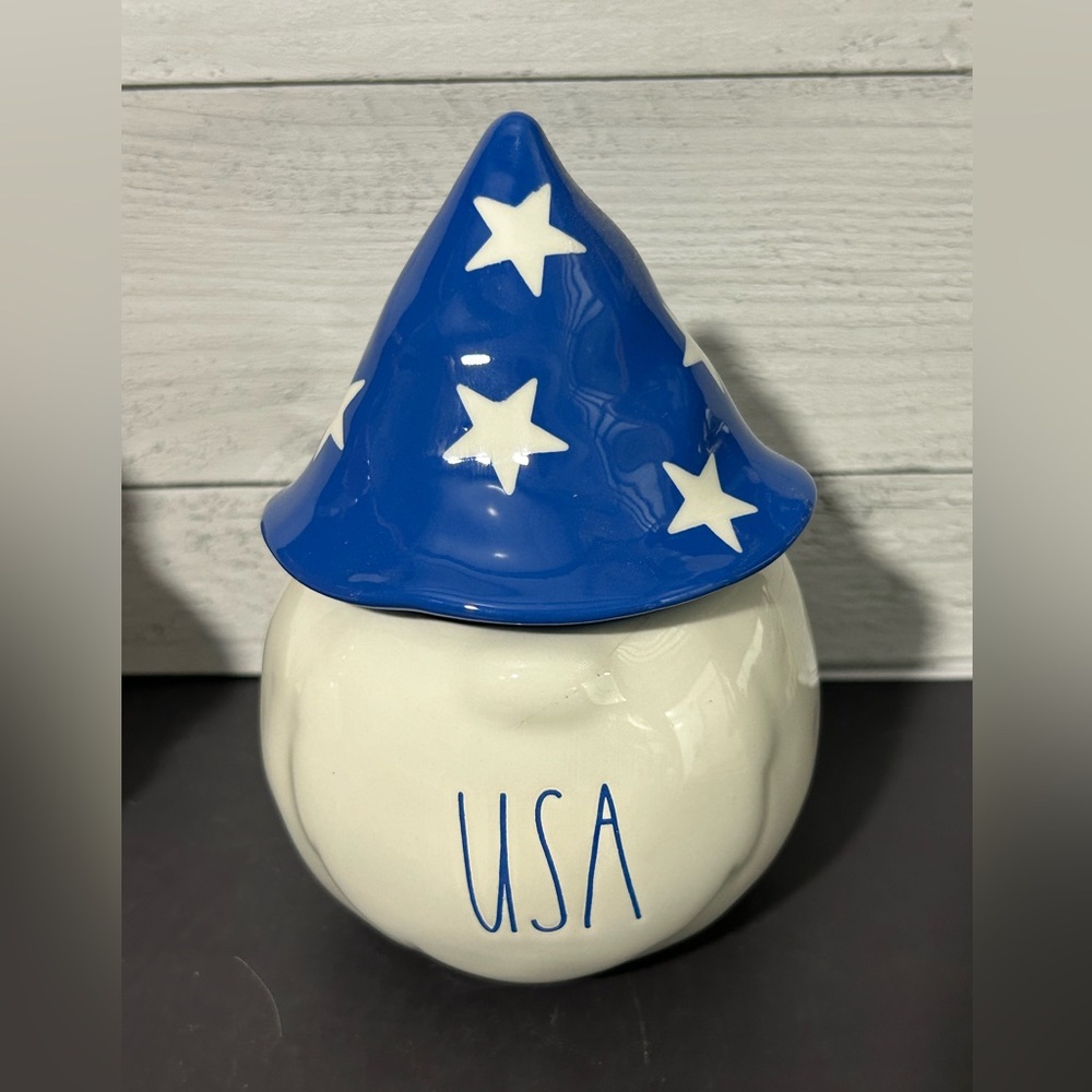 Rae Dunn Blue USA Gnome Candle